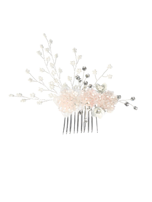 Girls Gorgeous Floral Hairpiece with Rhinestones and Beads